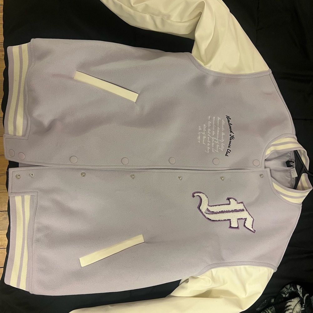 DIVIDED lavender varsity jacket